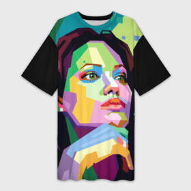Платье-футболка 3D с принтом Анджелина Джоли ,  |  | Тематика изображения на принте: angelina jolie | актриса | анджелина джоли | звезда | знаменитость | кино | поп арт | символ