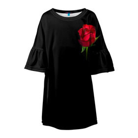 Детское платье 3D с принтом Розы за спиной , 100% полиэстер | прямой силуэт, чуть расширенный к низу. Круглая горловина, на рукавах — воланы | Тематика изображения на принте: за спиной | любовь | подарок | роза | розы | сюрприз | цветы | чувства