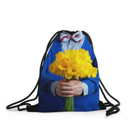 Рюкзак-мешок 3D с принтом Цветы в руках , 100% полиэстер | плотность ткани — 200 г/м2, размер — 35 х 45 см; лямки — толстые шнурки, застежка на шнуровке, без карманов и подкладки | бабочка