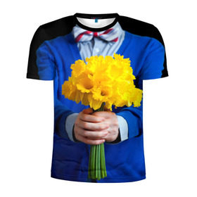 Мужская футболка 3D спортивная с принтом Цветы в руках , 100% полиэстер с улучшенными характеристиками | приталенный силуэт, круглая горловина, широкие плечи, сужается к линии бедра | бабочка