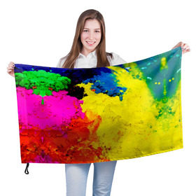 Флаг 3D с принтом Индуистский фестиваль красок , 100% полиэстер | плотность ткани — 95 г/м2, размер — 67 х 109 см. Принт наносится с одной стороны | festival | festival of colors | holi | весны | индия | индуистский фестиваль | краски | красок | холи