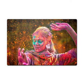 Пазл магнитный 126 элементов с принтом Индуистский фестиваль красок , полимерный материал с магнитным слоем | 126 деталей, размер изделия —  180*270 мм | Тематика изображения на принте: 