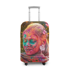 Чехол для чемодана 3D с принтом Индуистский фестиваль красок , 86% полиэфир, 14% спандекс | двустороннее нанесение принта, прорези для ручек и колес | 
