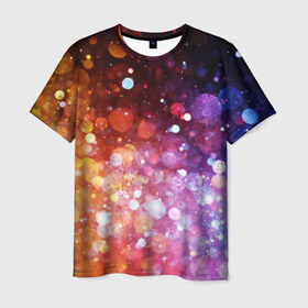 Мужская футболка 3D с принтом Брызги , 100% полиэфир | прямой крой, круглый вырез горловины, длина до линии бедер | Тематика изображения на принте: брызги | радуга | свет | спектр | цвет | цвета | яркие