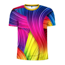Мужская футболка 3D спортивная с принтом Абстракция , 100% полиэстер с улучшенными характеристиками | приталенный силуэт, круглая горловина, широкие плечи, сужается к линии бедра | кислотный | обстракция | радуга | свет | спектр | цвет | цвета | яркие