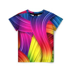 Детская футболка 3D с принтом Абстракция , 100% гипоаллергенный полиэфир | прямой крой, круглый вырез горловины, длина до линии бедер, чуть спущенное плечо, ткань немного тянется | кислотный | обстракция | радуга | свет | спектр | цвет | цвета | яркие