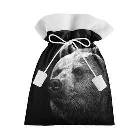 Подарочный 3D мешок с принтом Медведь , 100% полиэстер | Размер: 29*39 см | бурый | дикий | животное | медведь | россия | символ | тайги | фото | хищник | хозяин | черно белое