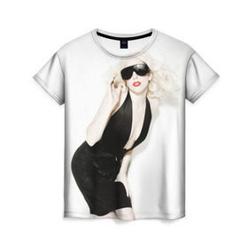 Женская футболка 3D с принтом Lady Gaga , 100% полиэфир ( синтетическое хлопкоподобное полотно) | прямой крой, круглый вырез горловины, длина до линии бедер | lady gaga | блондинка | звезда | знаменитость | леди гаага | певица | поп | эпатаж | эпатажная
