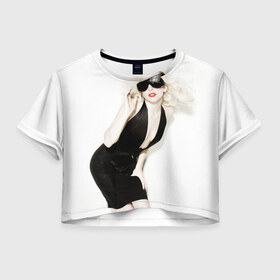 Женская футболка 3D укороченная с принтом Lady Gaga , 100% полиэстер | круглая горловина, длина футболки до линии талии, рукава с отворотами | lady gaga | блондинка | звезда | знаменитость | леди гаага | певица | поп | эпатаж | эпатажная