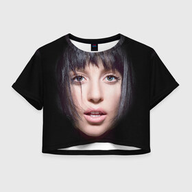 Женская футболка 3D укороченная с принтом Lady Gaga , 100% полиэстер | круглая горловина, длина футболки до линии талии, рукава с отворотами | 