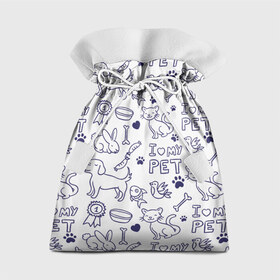 Подарочный 3D мешок с принтом Я люблю своих питомцев , 100% полиэстер | Размер: 29*39 см | Тематика изображения на принте: животные | коты | любовь | собаки