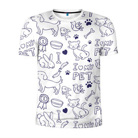 Мужская футболка 3D спортивная с принтом Я люблю своих питомцев , 100% полиэстер с улучшенными характеристиками | приталенный силуэт, круглая горловина, широкие плечи, сужается к линии бедра | Тематика изображения на принте: животные | коты | любовь | собаки