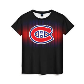 Женская футболка 3D с принтом Монреаль Канадиенс , 100% полиэфир ( синтетическое хлопкоподобное полотно) | прямой крой, круглый вырез горловины, длина до линии бедер | nhl | монреаль канадиенс | нхл | хоккеист | хоккей