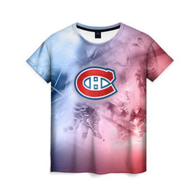 Женская футболка 3D с принтом Монреаль Канадиенс 1 , 100% полиэфир ( синтетическое хлопкоподобное полотно) | прямой крой, круглый вырез горловины, длина до линии бедер | nhl | монреаль канадиенс | нхл | хоккеист | хоккей