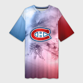 Платье-футболка 3D с принтом Монреаль Канадиенс 1 ,  |  | nhl | монреаль канадиенс | нхл | хоккеист | хоккей