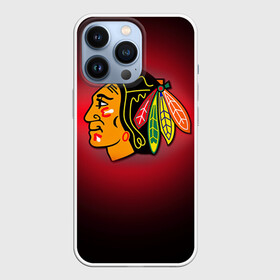 Чехол для iPhone 13 Pro с принтом Чикаго Блэкхоукс ,  |  | Тематика изображения на принте: nhl | нхл | хоккеист | хоккей | чикаго блэкхоукс