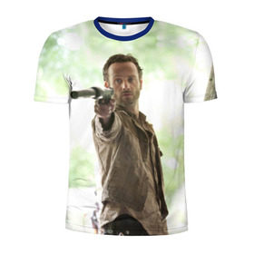 Мужская футболка 3D спортивная с принтом Рик Граймс , 100% полиэстер с улучшенными характеристиками | приталенный силуэт, круглая горловина, широкие плечи, сужается к линии бедра | зомби