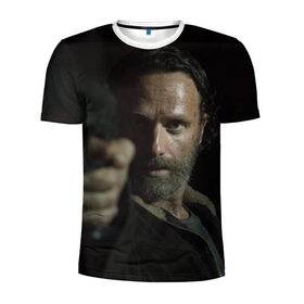 Мужская футболка 3D спортивная с принтом Рик Граймс , 100% полиэстер с улучшенными характеристиками | приталенный силуэт, круглая горловина, широкие плечи, сужается к линии бедра | зомби