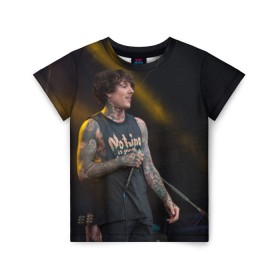 Детская футболка 3D с принтом Oli Sykes , 100% гипоаллергенный полиэфир | прямой крой, круглый вырез горловины, длина до линии бедер, чуть спущенное плечо, ткань немного тянется | Тематика изображения на принте: bring me the horizon | oliver sykes | sempiternal | that’s the spirit | throne | оливер сайкс