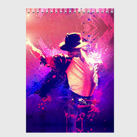 Скетчбук с принтом Michael Jackson , 100% бумага
 | 48 листов, плотность листов — 100 г/м2, плотность картонной обложки — 250 г/м2. Листы скреплены сверху удобной пружинной спиралью | Тематика изображения на принте: джексон | майкл