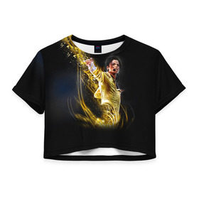 Женская футболка 3D укороченная с принтом Michael Jackson , 100% полиэстер | круглая горловина, длина футболки до линии талии, рукава с отворотами | майкл джексон
