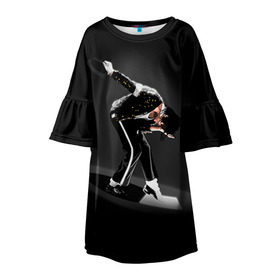 Детское платье 3D с принтом Michael Jackson , 100% полиэстер | прямой силуэт, чуть расширенный к низу. Круглая горловина, на рукавах — воланы | Тематика изображения на принте: майкл джексон