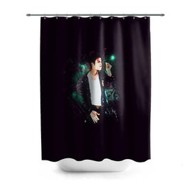 Штора 3D для ванной с принтом Michael Jackson , 100% полиэстер | плотность материала — 100 г/м2. Стандартный размер — 146 см х 180 см. По верхнему краю — пластиковые люверсы для креплений. В комплекте 10 пластиковых колец | майкл джексон
