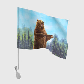 Флаг для автомобиля с принтом Русский медведь , 100% полиэстер | Размер: 30*21 см | Тематика изображения на принте: гитара