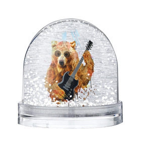 Снежный шар с принтом Медведь с гитарой , Пластик | Изображение внутри шара печатается на глянцевой фотобумаге с двух сторон | Тематика изображения на принте: гитара