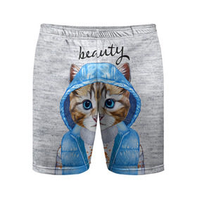 Мужские шорты 3D спортивные с принтом Модная киска ,  |  | baby | beauty | cat | ketty | sweet | девушке | киска | кошка | мода | модная | сладкая | чика