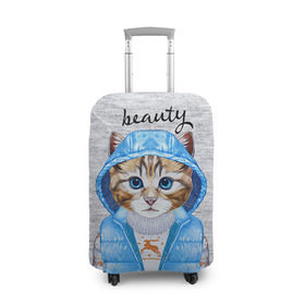 Чехол для чемодана 3D с принтом Модная киска , 86% полиэфир, 14% спандекс | двустороннее нанесение принта, прорези для ручек и колес | baby | beauty | cat | ketty | sweet | девушке | киска | кошка | мода | модная | сладкая | чика