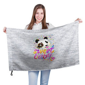 Флаг 3D с принтом Милая пандочка , 100% полиэстер | плотность ткани — 95 г/м2, размер — 67 х 109 см. Принт наносится с одной стороны | панда
