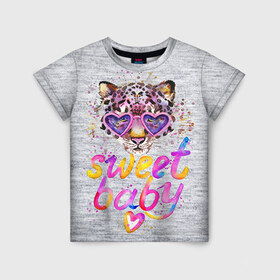 Детская футболка 3D с принтом sweet cat , 100% гипоаллергенный полиэфир | прямой крой, круглый вырез горловины, длина до линии бедер, чуть спущенное плечо, ткань немного тянется | baby | cat | ketty | sweet | девушке | киска | кошка | сладкая | тигрица