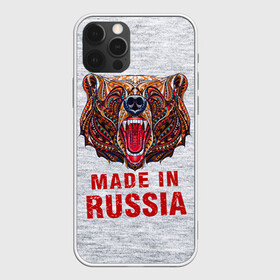 Чехол для iPhone 12 Pro с принтом made in Russia , силикон | область печати: задняя сторона чехла, без боковых панелей | Тематика изображения на принте: bear | made | made in russia | russia | злой | медведь | пасть | русский | я | я русский