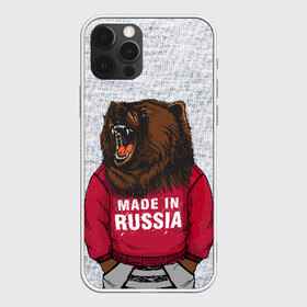 Чехол для iPhone 12 Pro с принтом made in Russia , силикон | область печати: задняя сторона чехла, без боковых панелей | Тематика изображения на принте: bear | made | made in russia | russia | злой | медведь | пасть | русский | я | я русский