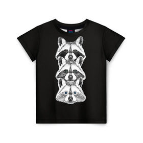 Детская футболка 3D с принтом Еноты , 100% гипоаллергенный полиэфир | прямой крой, круглый вырез горловины, длина до линии бедер, чуть спущенное плечо, ткань немного тянется | Тематика изображения на принте: енот
