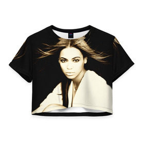 Женская футболка 3D укороченная с принтом Beyonce , 100% полиэстер | круглая горловина, длина футболки до линии талии, рукава с отворотами | beyonce | бейонсе | музыка