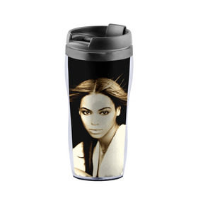 Термокружка-непроливайка с принтом Beyonce , внутренняя часть — пищевой пластик, наружная часть — прозрачный пластик, между ними — полиграфическая вставка с рисунком | объем — 350 мл, герметичная крышка | beyonce | бейонсе | музыка