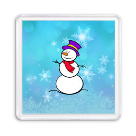 Магнит 55*55 с принтом Снеговик , Пластик | Размер: 65*65 мм; Размер печати: 55*55 мм | Тематика изображения на принте: новый год | снеговик