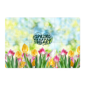 Магнитный плакат 3Х2 с принтом Весна в моем сердце , Полимерный материал с магнитным слоем | 6 деталей размером 9*9 см | heart | весенний макет с тюльпанами поднимет настроение вам и окружающимspring | весна | сердце | тюльпан | цветы