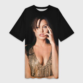 Платье-футболка 3D с принтом Анжелина Джоли ,  |  | angelina jolie | американская актриса | анжелина джоли | режиссёр | фотомодель | ценарист