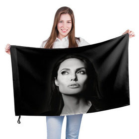 Флаг 3D с принтом Анжелина Джоли , 100% полиэстер | плотность ткани — 95 г/м2, размер — 67 х 109 см. Принт наносится с одной стороны | angelina jolie | американская актриса | анжелина джоли | режиссёр | фотомодель | ценарист