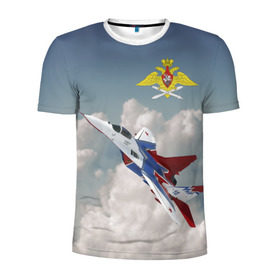 Мужская футболка 3D спортивная с принтом Самолёт , 100% полиэстер с улучшенными характеристиками | приталенный силуэт, круглая горловина, широкие плечи, сужается к линии бедра | авиация | ввс | ввс россии | небо | самолёт