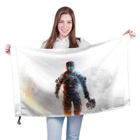 Флаг 3D с принтом Isaac Clark , 100% полиэстер | плотность ткани — 95 г/м2, размер — 67 х 109 см. Принт наносится с одной стороны | dead | horror | isaac clark | space | игра | космос