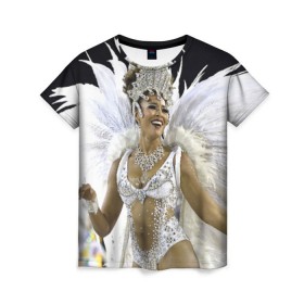 Женская футболка 3D с принтом Карнавал в Рио , 100% полиэфир ( синтетическое хлопкоподобное полотно) | прямой крой, круглый вырез горловины, длина до линии бедер | Тематика изображения на принте: бразилия