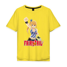 Мужская футболка хлопок Oversize с принтом Люська из Хвоста Фей , 100% хлопок | свободный крой, круглый ворот, “спинка” длиннее передней части | fairy tail | lucy | гильдия | люси | хардфилия | хвост