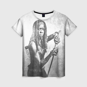 Женская футболка 3D с принтом Мишонн , 100% полиэфир ( синтетическое хлопкоподобное полотно) | прямой крой, круглый вырез горловины, длина до линии бедер | the walking dead | кино | мертвецы | ужасы | ходячие
