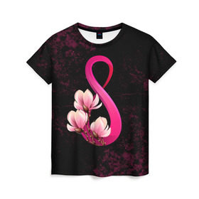 Женская футболка 3D с принтом 8 марта , 100% полиэфир ( синтетическое хлопкоподобное полотно) | прямой крой, круглый вырез горловины, длина до линии бедер | 8 марта | женский | международный | подарок | цветы