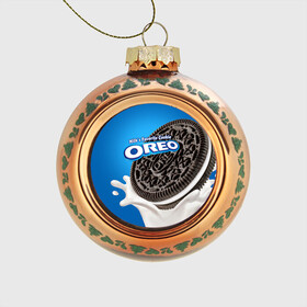 Стеклянный ёлочный шар с принтом Oreo , Стекло | Диаметр: 80 мм | oreo | орео | печенье | сладости