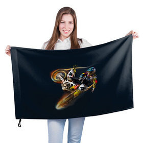 Флаг 3D с принтом Motorcycle Racing , 100% полиэстер | плотность ткани — 95 г/м2, размер — 67 х 109 см. Принт наносится с одной стороны | motocross | motorcycle racing | мотоцикл